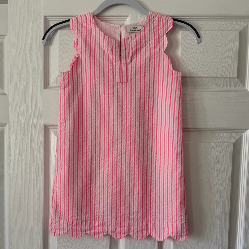 Vineyard Vines Pink Striped Sleeveless Dress Girls Size 7